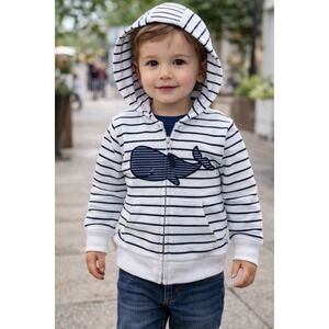Carters NWT Striped Whale Cotton‎ Hoodie Jacket 18M